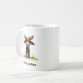 かわいい若いヘラジカのデジタルペインティング コーヒーマグカップ (正面左)