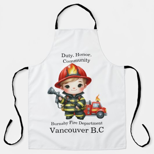 かわいい若い消防士の赤いギア エプロン (正面)