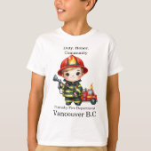 かわいい若い消防士の赤いギア Tシャツ (正面)