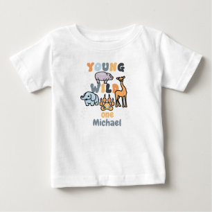 かわいい若い野生のサファリ動物 ベビーTシャツ