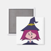 かわいい若い魔女ハロウィーン マグネット (正面/裏面)