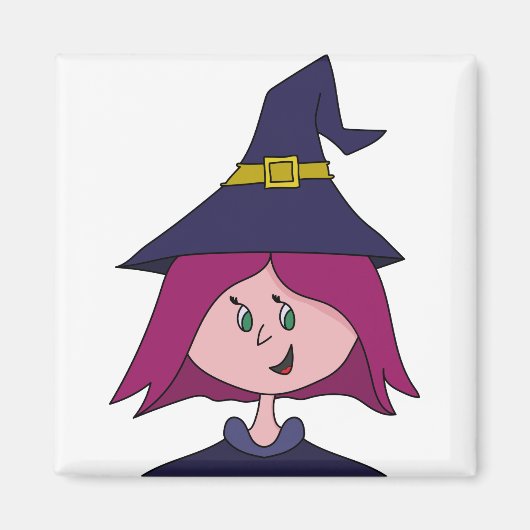 かわいい若い魔女ハロウィーン マグネット (正面)