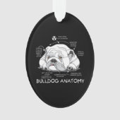 かわいい英おもしろい語のブルドッグ解剖の犬の生物学 オーナメント (正面)