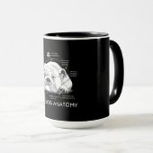 かわいい英おもしろい語のブルドッグ解剖の犬の生物学 マグカップ (正面右)