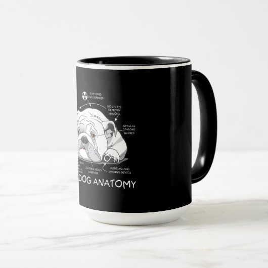 かわいい英おもしろい語のブルドッグ解剖の犬の生物学 マグカップ (正面右)