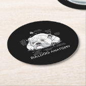 かわいい英おもしろい語のブルドッグ解剖の犬の生物学 ラウンドペーパーコースター (アングル)