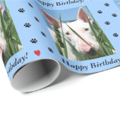 かわいい英国のブルテリアの誕生日 ラッピングペーパー (ロールコーナー)