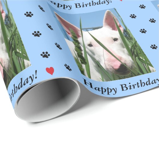 かわいい英国のブルテリアの誕生日 ラッピングペーパー (ロールコーナー)