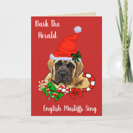 かわいい英国のマスティフの子犬のクリスマス シーズンカード