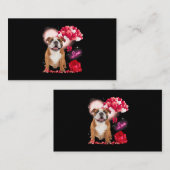 かわいい英国ブルドッグハートバレンタインデー 名刺 (正面/裏面)