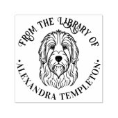 かわいい英語のシェパードの頭のライブラリの本の名前 セルフインキングスタンプ (デザイン)