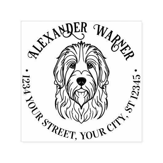 かわいい英語のシェパードの頭の名前戻り先住所 セルフインキングスタンプ (デザイン)