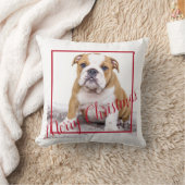 かわいい英語のブルドッグメリークリスマスホリデー写真 クッション (ブランケット)