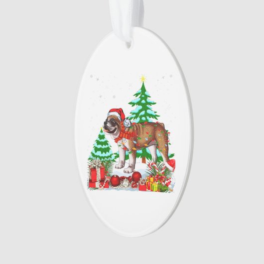 かわいい英語ブルドッグクリスマスクリスマスペットラバーギフト オーナメント (正面)