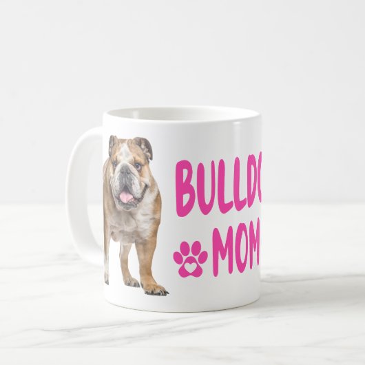 かわいい英語ブルドッグ母のギフトかわいい愛犬家 コーヒーマグカップ (正面左)