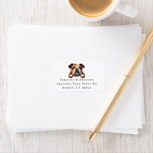 かわいい英語ブルドッグ漫画の子犬の恋人 ラベル (インサイチュ)