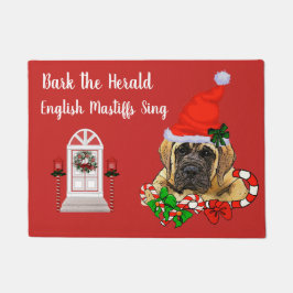 かわいい英語マスティフの子犬のクリスマス ドアマット