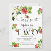 かわいい苺の誕生日招待状 招待状 (正面)