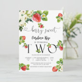 かわいい苺の誕生日招待状 招待状 (スタンド正面)