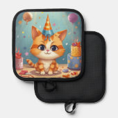 かわいい茶トラの猫 キッチン用品 鍋敷き (正面/裏面)