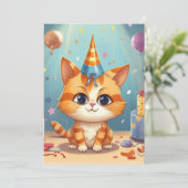 かわいい茶トラ猫のデザイン 招待状 (スタンド正面)