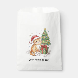かわいい茶トラ猫サンタ帽子クリスマスオーナメント | 猫 フェイバーバッグ