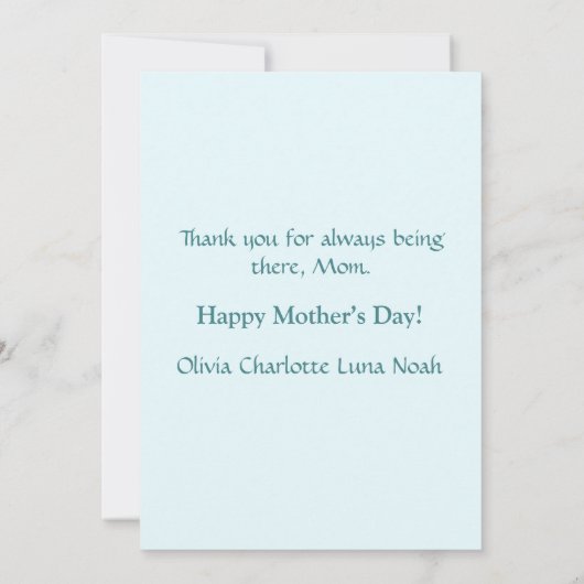 かわいい茶パーティーと母の水彩母の日 シーズンカード (裏面)