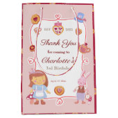 かわいい茶パーティーピンク誕生日ありがとう ミディアムペーパーバッグ (正面)