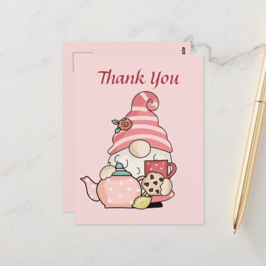かわいい茶屋ありがとう小人ポストカード ポストカード (正面/裏面インサイチュ)