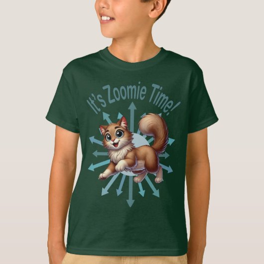かわいい茶白猫のズーミータイム Tシャツ (正面)