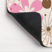 かわいい茶色とピンクの抽象芸術春の花 マウスパッド (コーナー)