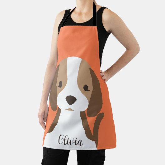 かわいい茶色と白い犬のポートレート エプロン (インサイチュ)