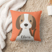 かわいい茶色と白い犬のポートレート クッション (ブランケット)