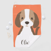 かわいい茶色と白い犬のポートレート ゴルフタオル (インサイチュ)