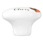 かわいい茶色と白い犬のポートレート セラミックノブ (側面)