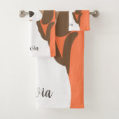 かわいい茶色と白い犬のポートレート バスタオルセット (インサイチュ)