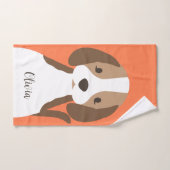 かわいい茶色と白い犬のポートレート バスタオルセット (ハンドタオル)