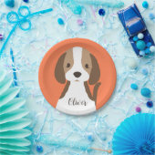 かわいい茶色と白い犬のポートレート ペーパープレート (パーティー)