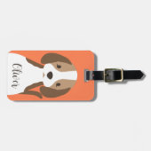 かわいい茶色と白い犬のポートレート ラゲッジタグ (正面横)
