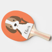 かわいい茶色と白い犬のポートレート 卓球ラケット (横)