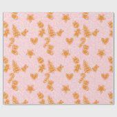 かわいい茶色と白のクッキーピンクのクリスマス ラッピングペーパー (フラット)