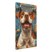 かわいい茶色と白の犬と花 ミニクリップボード (アングル)