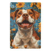 かわいい茶色と白の犬と花 ミニクリップボード (裏面)