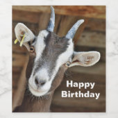 かわいい茶色と白ヤギの写真誕生日 ワインラベル (シングルラベル)