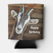 かわいい茶色と白ヤギの写真誕生日 缶クーラー (正面)