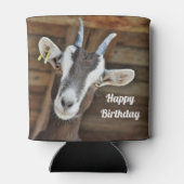 かわいい茶色と白ヤギの写真誕生日 缶クーラー (裏面)