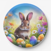 かわいい茶色のイースターベイビーバニー ペーパープレート (正面)
