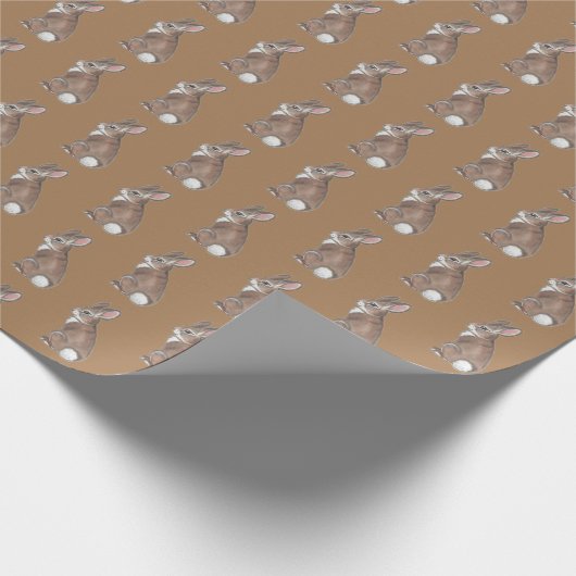 かわいい茶色のウサギのバニー自然の赤ん坊の動物クラフト ラッピングペーパー (角)