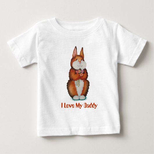 かわいい茶色のウサギの笑顔の写真 ベビーTシャツ (正面)