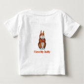 かわいい茶色のウサギの笑顔の写真 ベビーTシャツ (裏面)